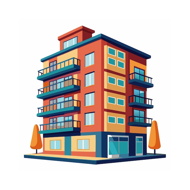 Vector apartment building vector illustration white background