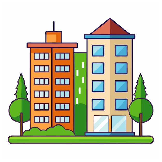 Vector apartment building vector illustration white background