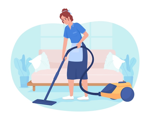 Apartment cleaning service 2D vector isolated illustration