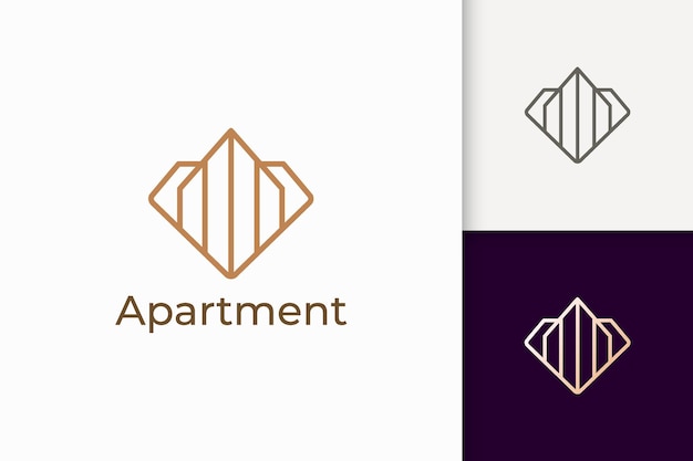 Apartment or property logo in diamond shape for real estate business