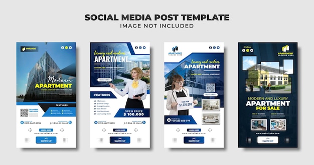 Apartment And Real Estate Social Media Instagram Story, Flyer And Banner Template For Promotion