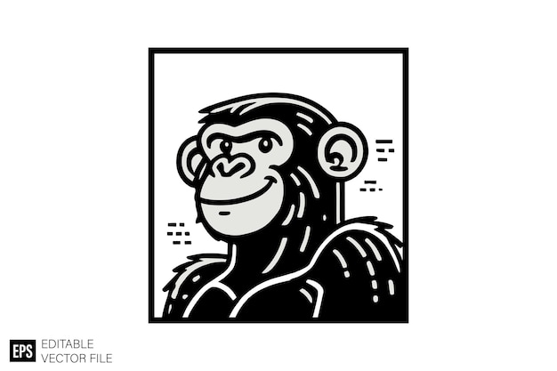 Vector ape cartoon vector art illustration graphic design black and white