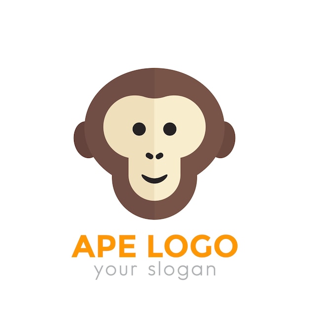 Ape monkey logo element chimp icon on white