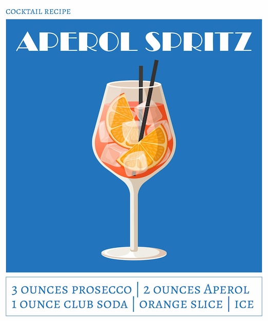 Vector aperol spritz cocktail recipe poster