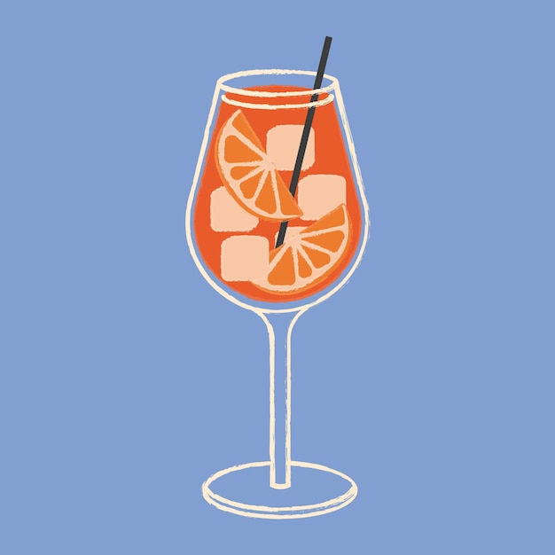 Aperol spritz cocktail vector flat illustration Classic cocktail