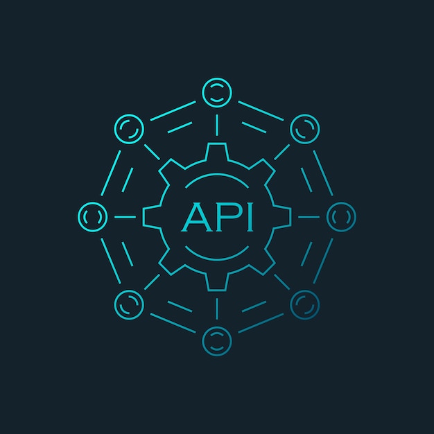 API icon in flat style Software integration vector illustration on isolated background Algorithm programming sign business concept