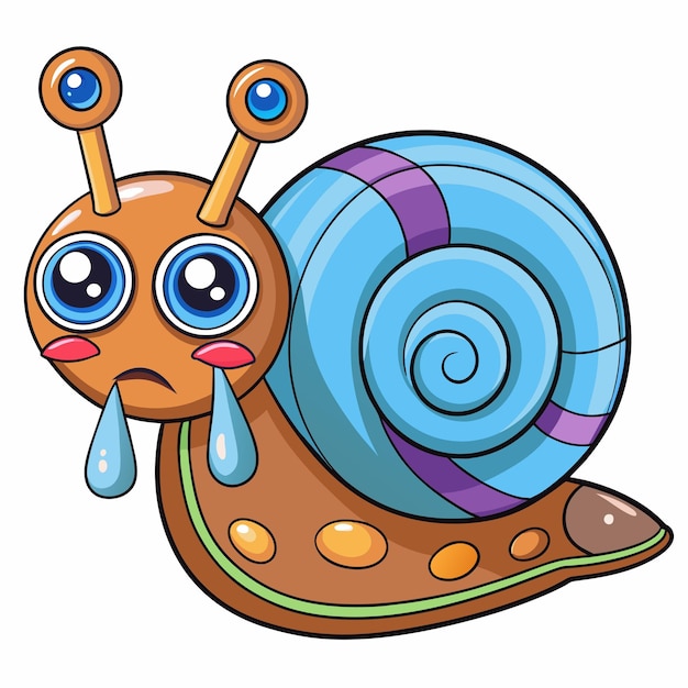 Aplysia snail cries vector kawaii