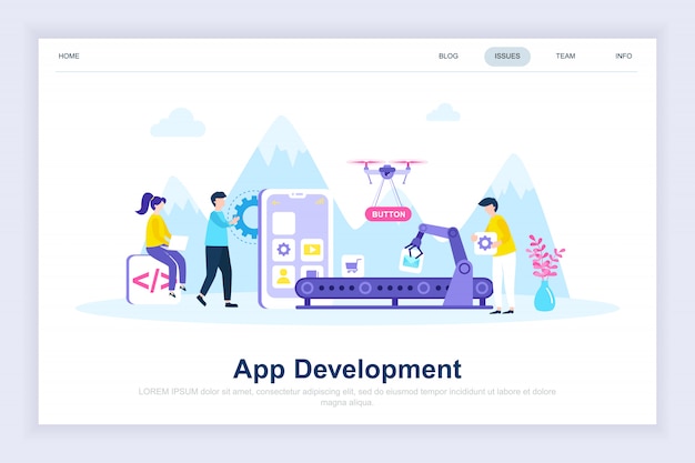 App development modern flat landing page