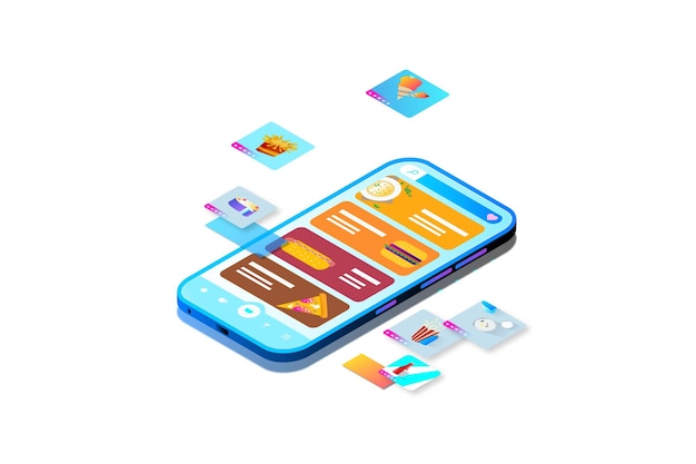 App Food Isometric Concept