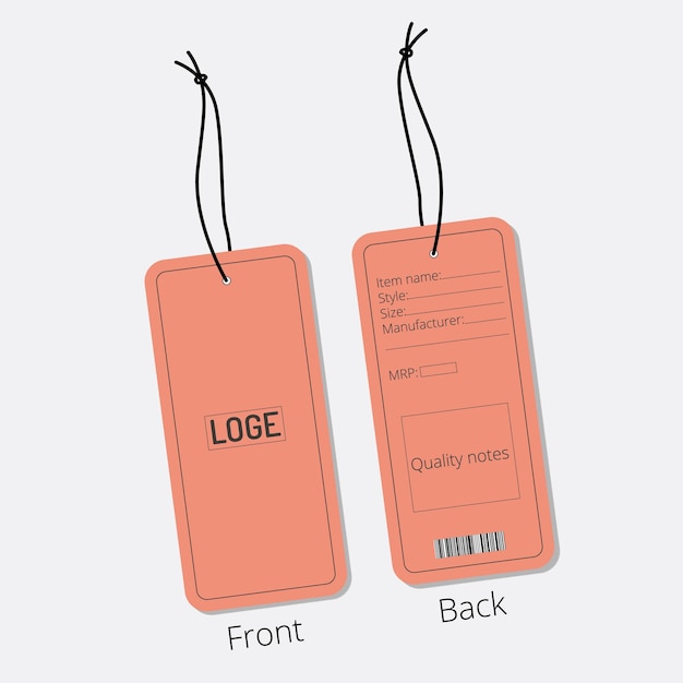 Apparel Garments accessories tag design vector illustration front and back views.