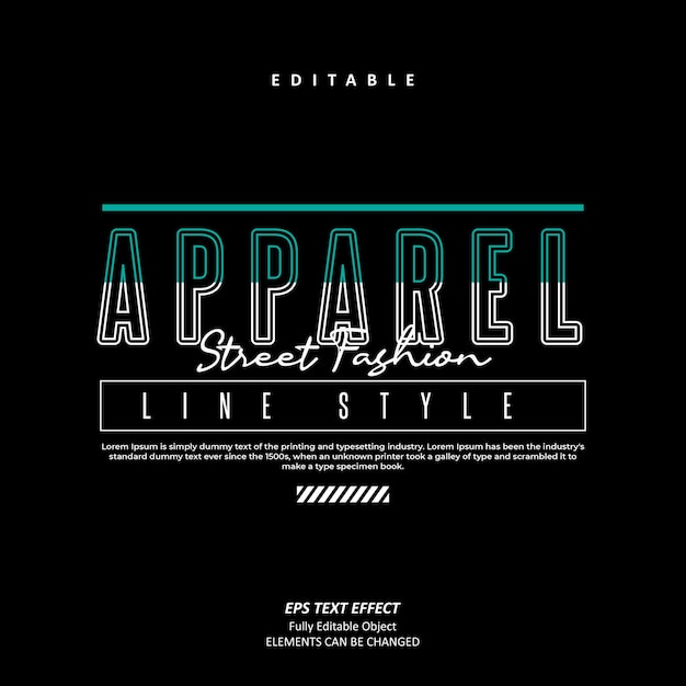 apparel street fashion text effect editable premium vector