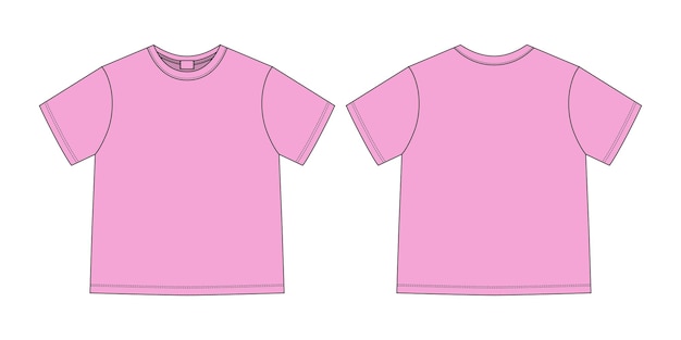 Apparel technical sketch unisex oversize t shirt Tshirt design template Pink color