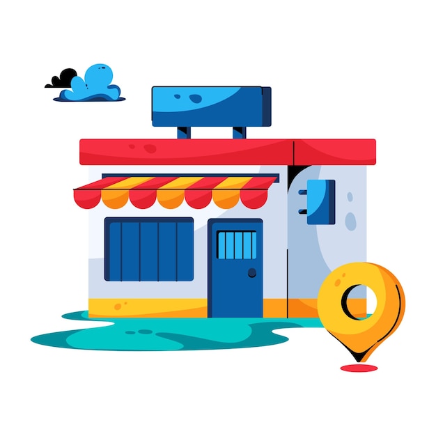 Appealing flat icon of store location