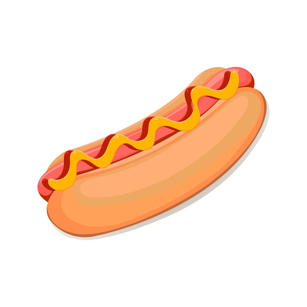 Appetizing bright hot dog with ketchup and mustard isolated on a white background Vector