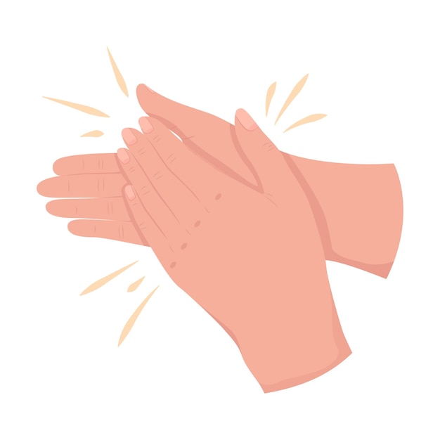 Applauding semi flat color vector hand gesture