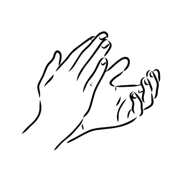 Applause clapping hands engraving vector illustration scratch board style imitation hand drawn image