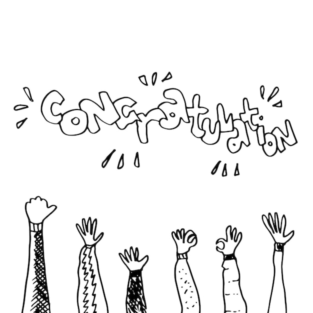 Applause hand draw on white background with congratulation textvector illustration