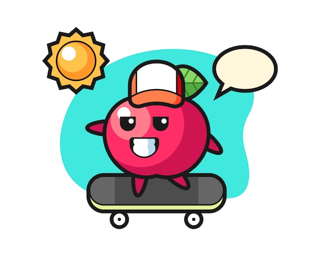 Apple character illustration ride a skateboard