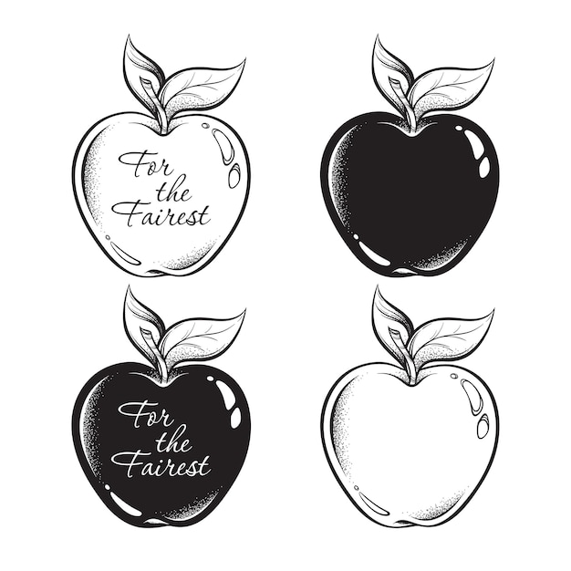 Apple of discord hand drawn set ancient greek mythology gift to a goddesses For the Fairest