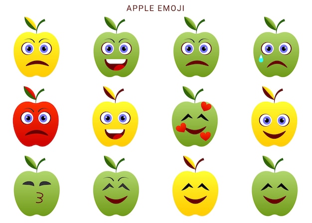 Vector apple emoji icon pack