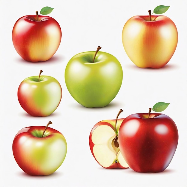 Apple Flat Vector set White background illustration