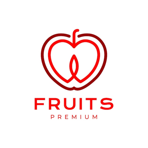 apple fruit love heart shape line colorful modern simple logo design vector icon illustration