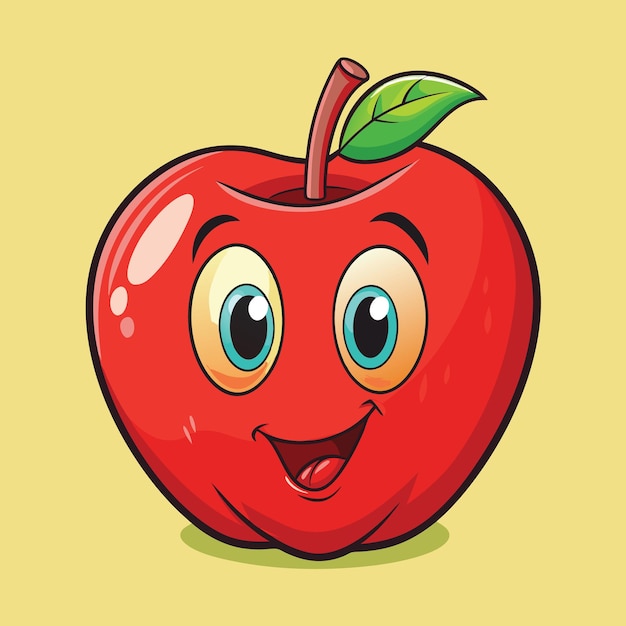 apple fruits cartoon vesctor illustration design