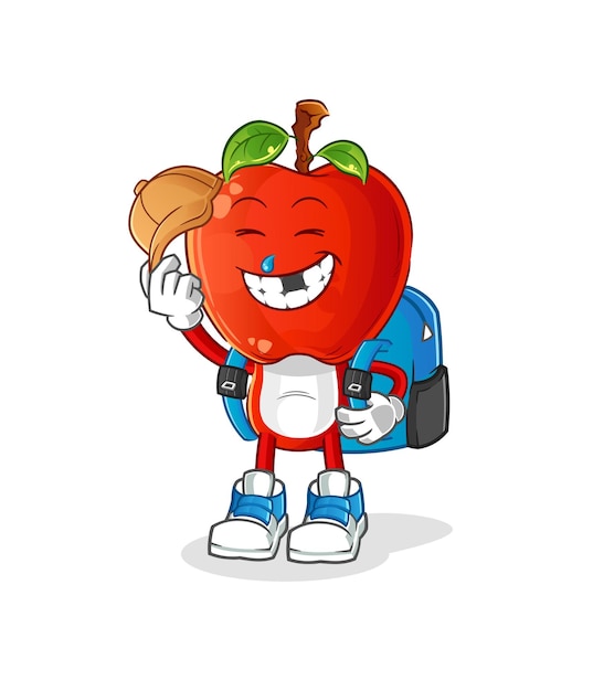 Apple head cartoon goes to school vector. cartoon character