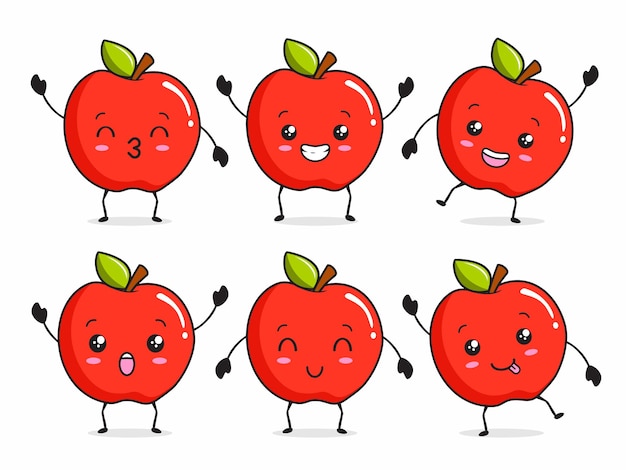 apple kawaii cartoon illustration