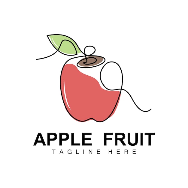 Apple Logo Design Fruit Vector With Line Art Style Fruit and Garden Icon Illustration Template Fruit Shop Brand Products