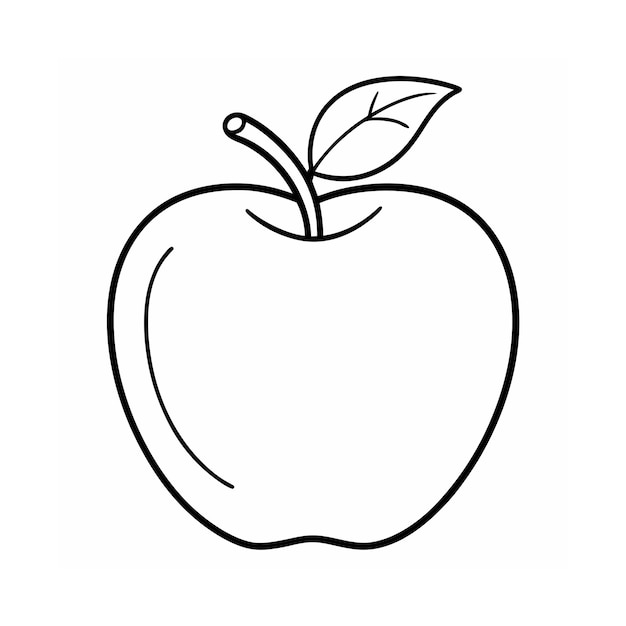 Apple outline coloring book with Vector illustration