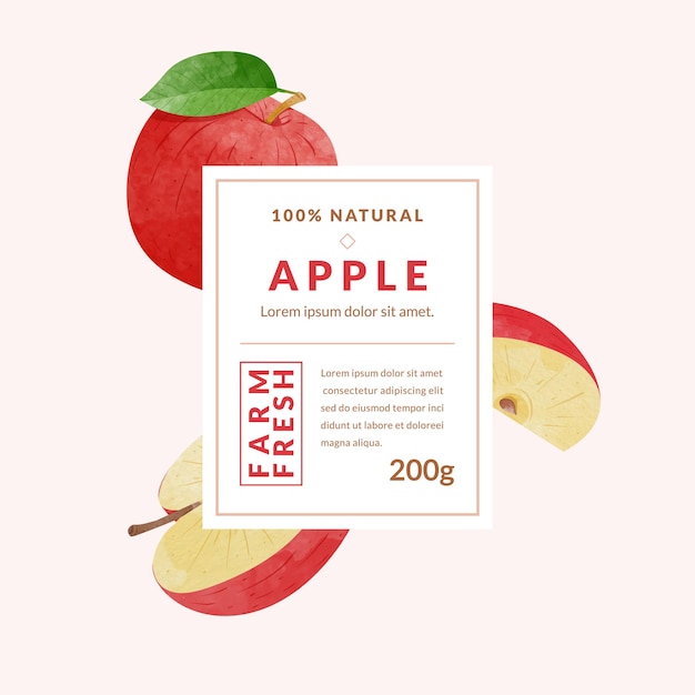 Apple packaging design templates watercolour style vector illustration