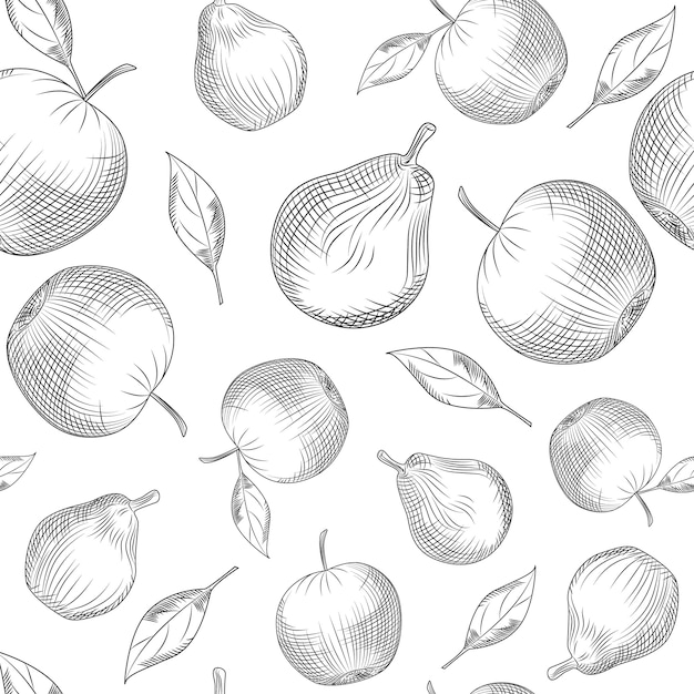 Apple and pear seamless pattern