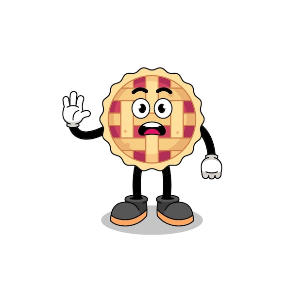 Apple pie cartoon illustration doing stop hand