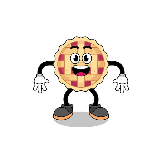 Apple pie cartoon with surprised gesture