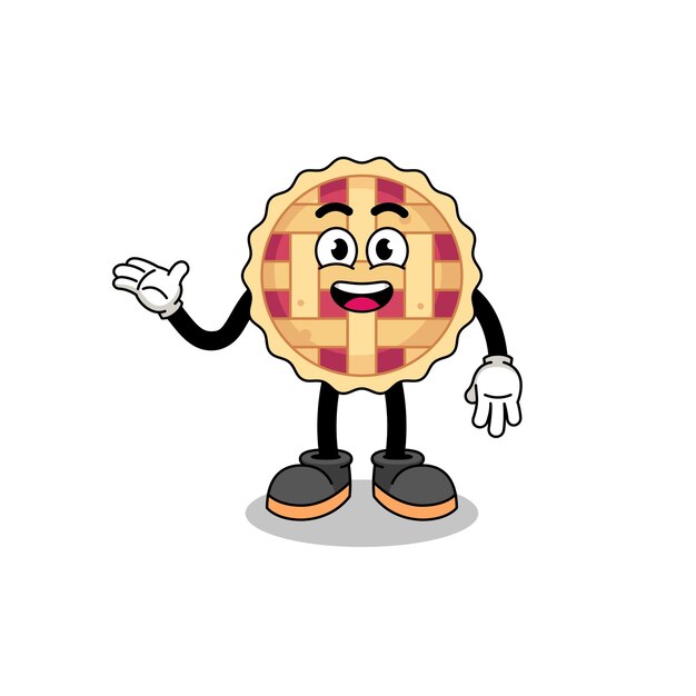 Apple pie cartoon with welcome pose