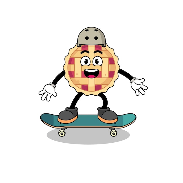 Apple pie mascot playing a skateboard