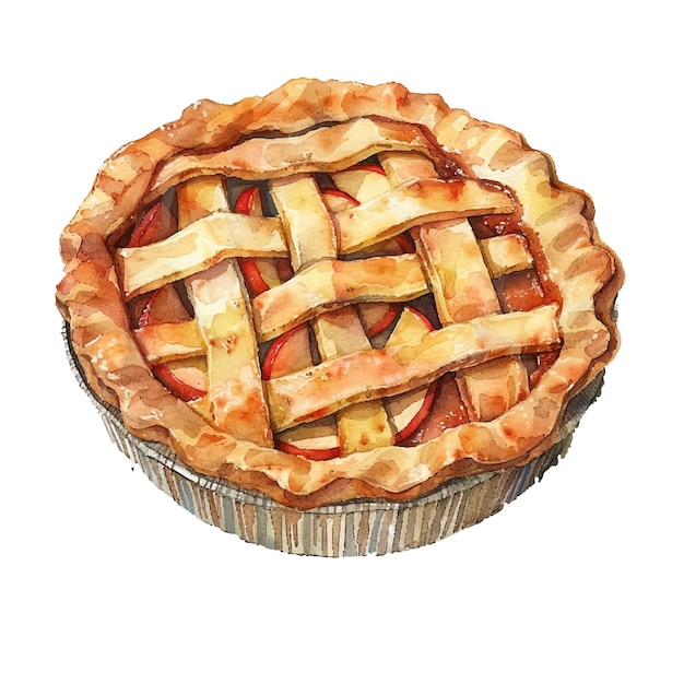 Vector apple pie vector illustration in watercolor style