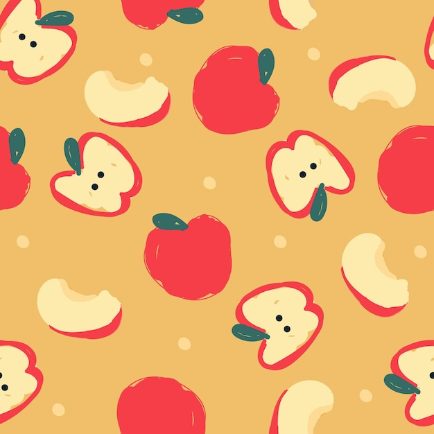 Apple seamless cute pattern For backdrop wrapping paper fabric wallpaper fashion prints Printing with in hand drawn style Pastel background