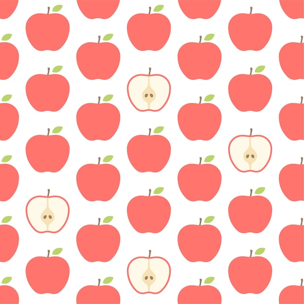 Apple seamless pattern on the white background