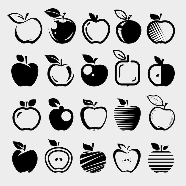 Apple set Collection icons apple Vector