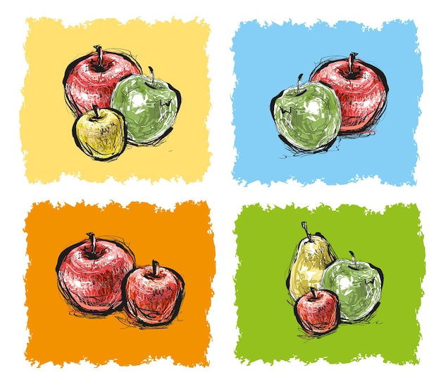 Apple sketch hand drawn vector