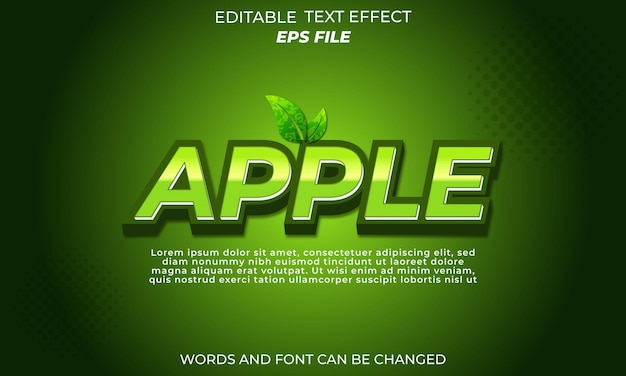 apple text effect font editable typography 3d text vector template