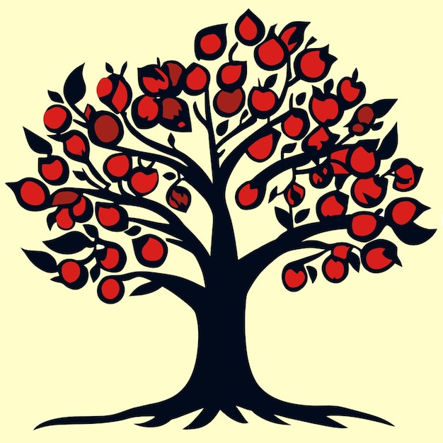 apple tree with ripe fruits vector illustration doodle vector illustration flat 2