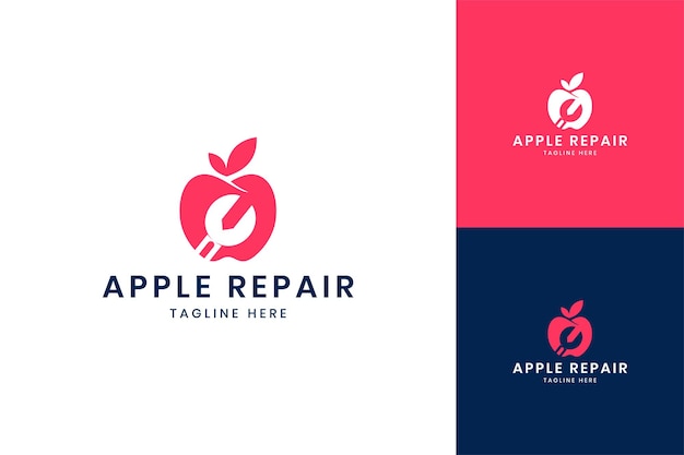 Apple wrench negative space logo design