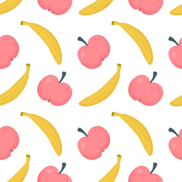 Apples and bananas seamless pattern