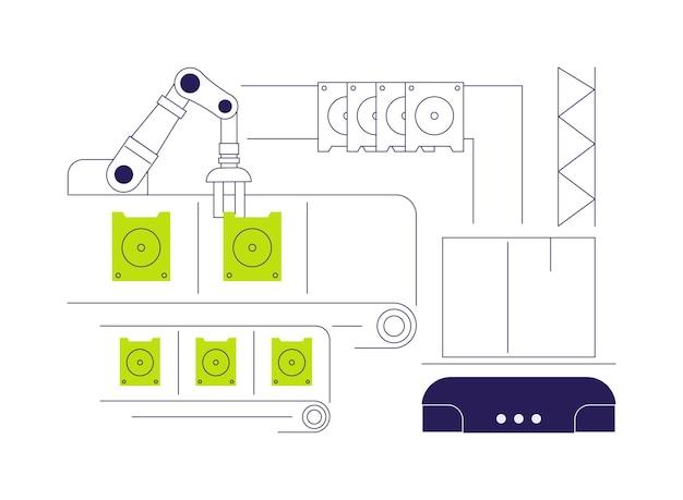 Appliance components manufacturing abstract concept vector illustration conveyor belt with home