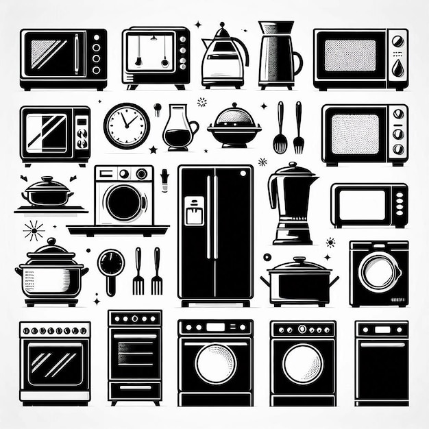 Appliance covers Silhouette line art vector illustration on white background