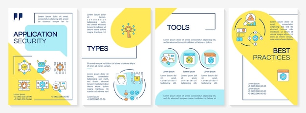 Vector application protection benefits blue and yellow brochure template