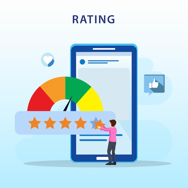 application rating concept Reviews stars with good and bad rate customer satisfaction social media